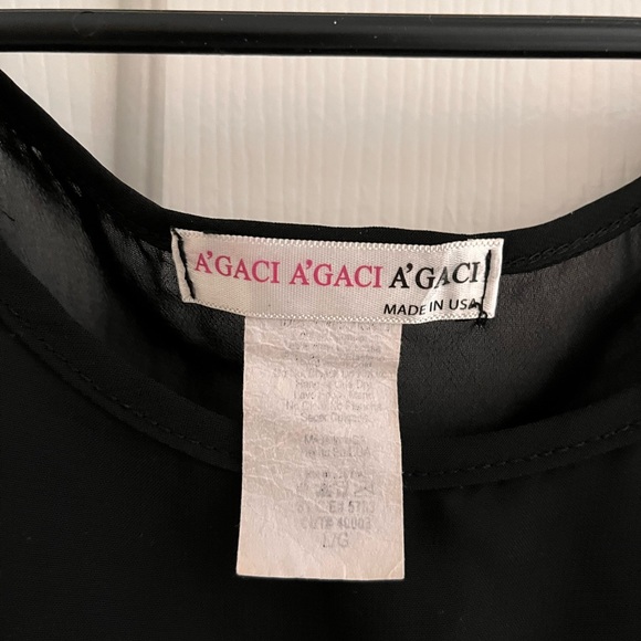 A’GACI brand top. Size Large (fits like medium). Black/cream. - Picture 3 of 3